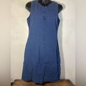 The Territory Ahead 100% cotton denim dress, size 10 half zip back cottage core